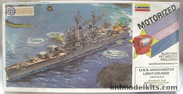 Lindberg 1/600 USS Manchester CL83 Light Cruiser Motorized, 1723 plastic model kit